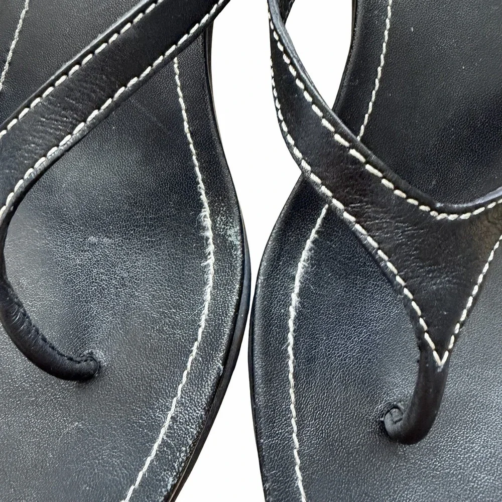 VTG COACH Womens Jane Leather Thong Kitten Heel Sandals US 8 Black Y2K 2000s - Picture 12 of 16
